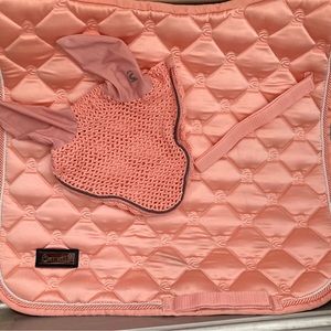 CAVALLO - Hanaya dressage saddle pad - & ear bonnet - bright salmon pink
